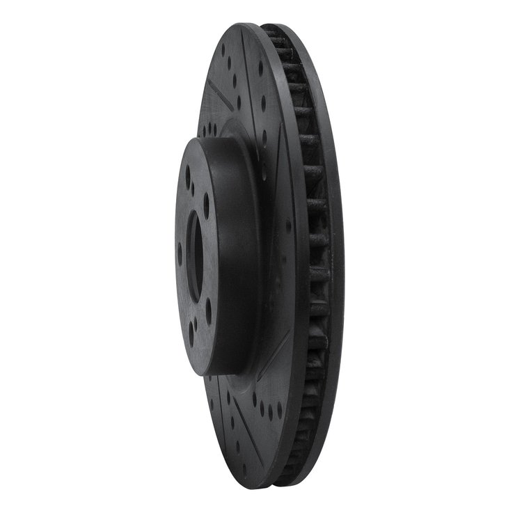 E-Line Drilled & Slotted Black Brake Rotor, 2000-2010 Fits Multiple Makes/Models, Position: Front Right