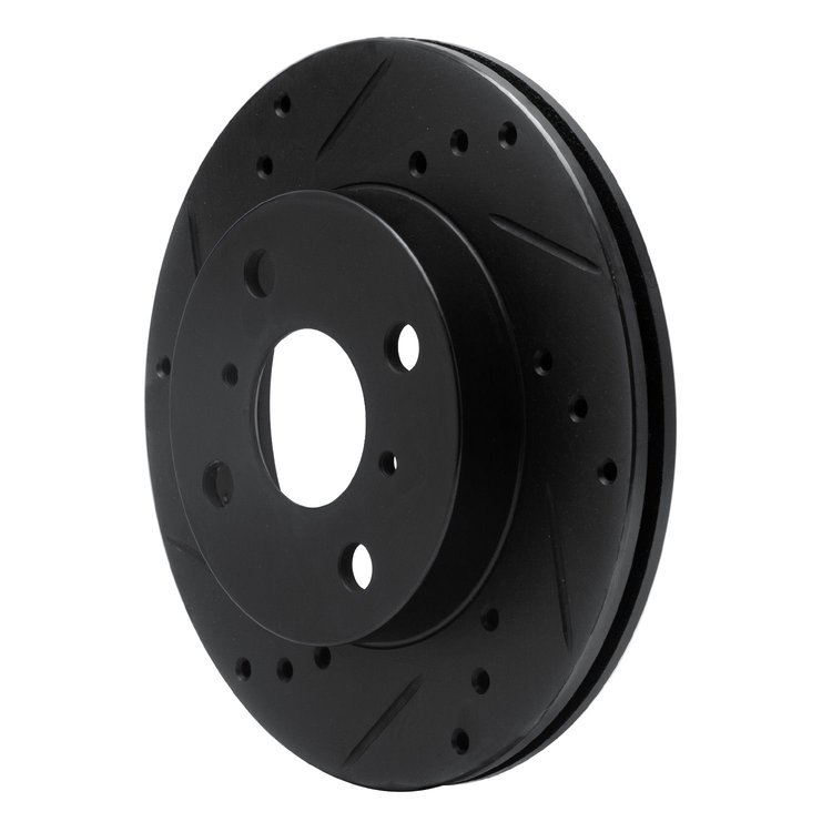 E-Line Drilled & Slotted Black Brake Rotor, 1999-2005 Lexus/Toyota/Scion, Position: Front Left