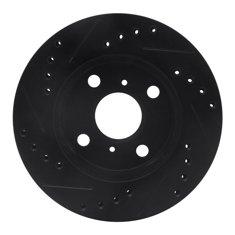 E-Line Drilled & Slotted Black Brake Rotor, 1999-2005 Lexus/Toyota/Scion, Position: Front Right