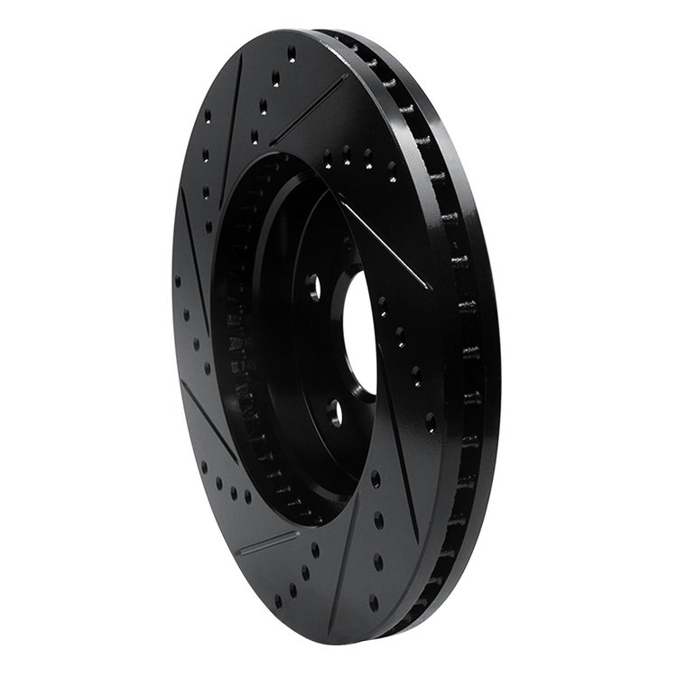 E-Line Drilled & Slotted Black Brake Rotor, 2002-2015 Lexus/Toyota/Scion, Position: Front Right