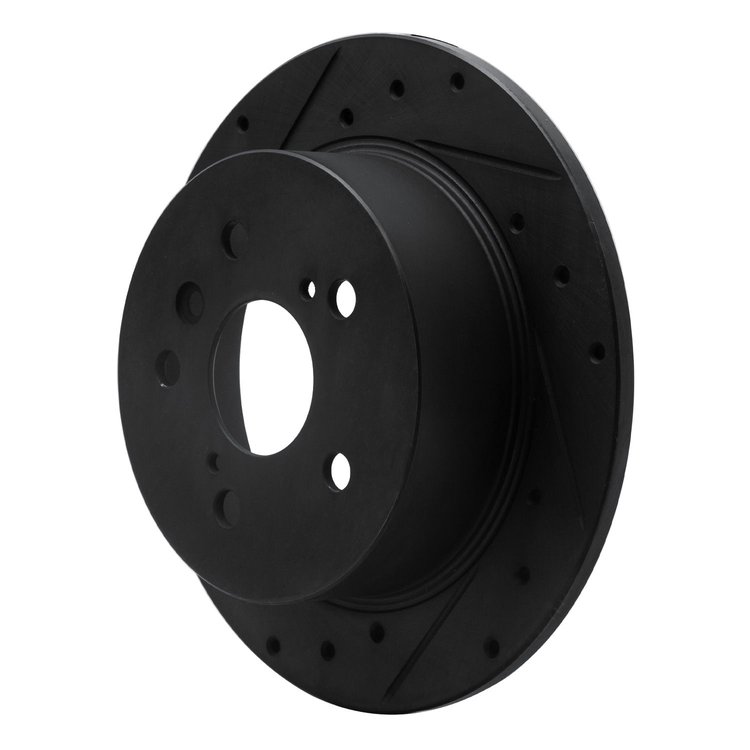 E-Line Drilled & Slotted Black Brake Rotor, 2007-2012 Lexus/Toyota/Scion, Position: Rear Left