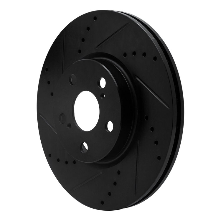 E-Line Drilled & Slotted Black Brake Rotor, 2008-2019 Fits Multiple Makes/Models, Position: Front Left