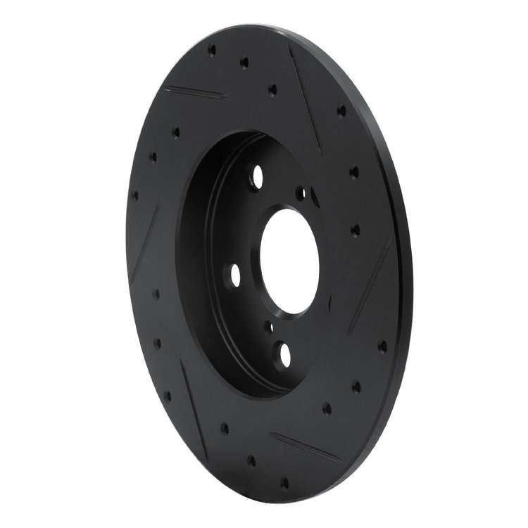 E-Line Drilled & Slotted Black Brake Rotor, 2008-2018 Fits Multiple Makes/Models, Position: Rear Left