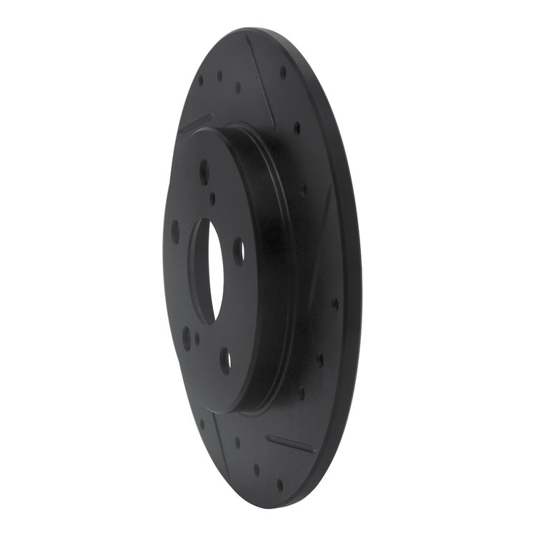 E-Line Drilled & Slotted Black Brake Rotor, 2008-2018 Fits Multiple Makes/Models, Position: Rear Right