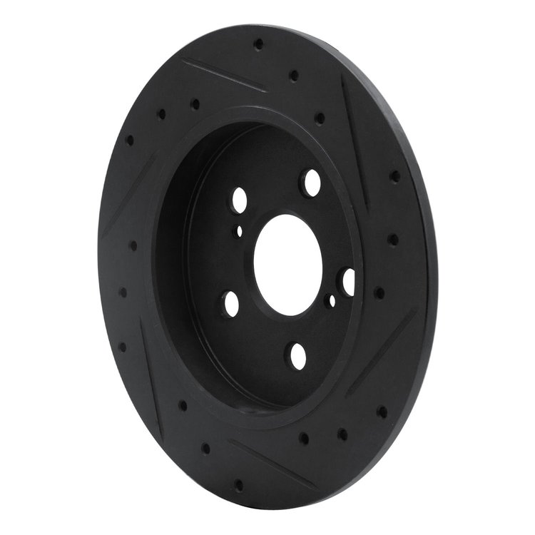 E-Line Drilled & Slotted Black Brake Rotor, Fits Select Fits Multiple Makes/Models, Position: Rear Left