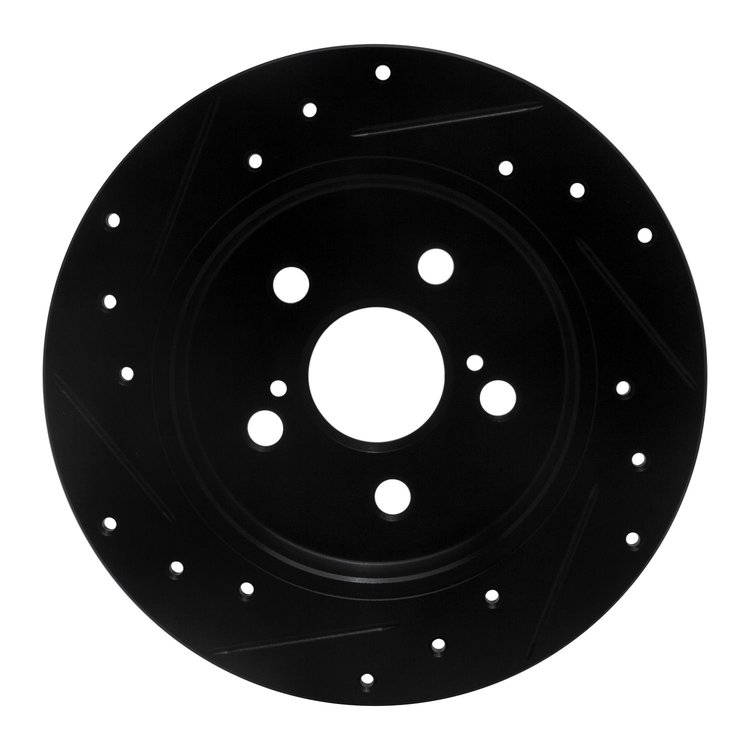 E-Line Drilled & Slotted Black Brake Rotor, Fits Select Fits Multiple Makes/Models, Position: Rear Right