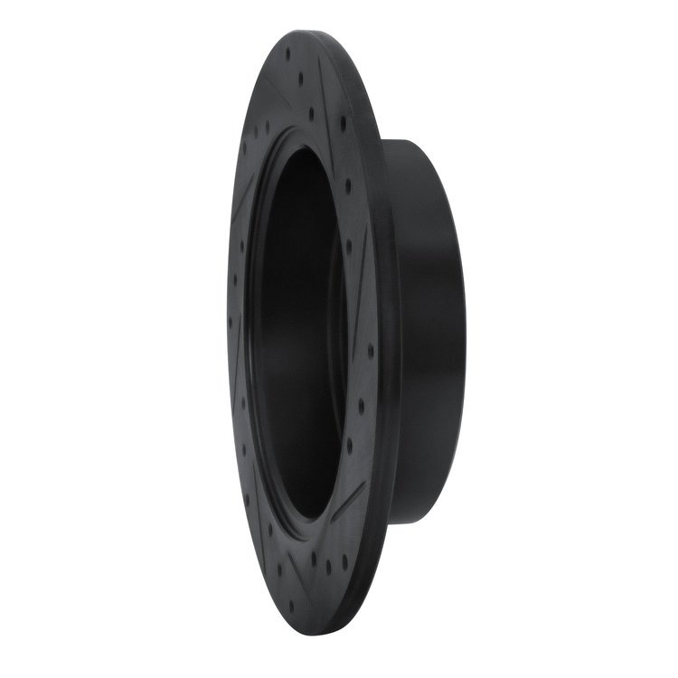 E-Line Drilled & Slotted Black Brake Rotor, 2009-2013 Fits Multiple Makes/Models, Position: Rear Left