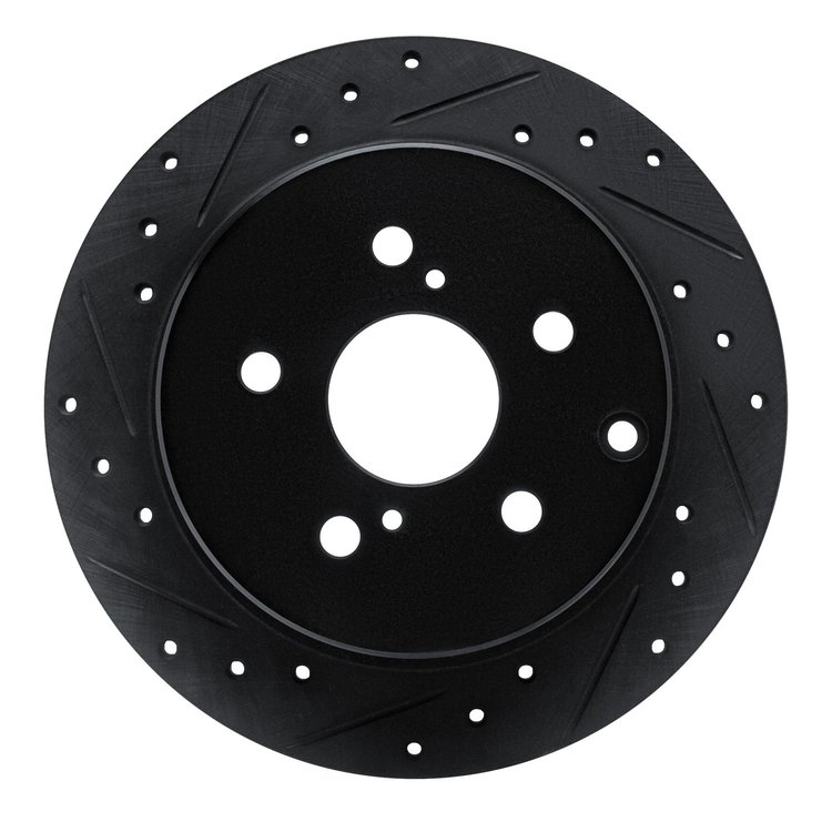 E-Line Drilled & Slotted Black Brake Rotor, 2012-2020 Lexus/Toyota/Scion, Position: Rear Left