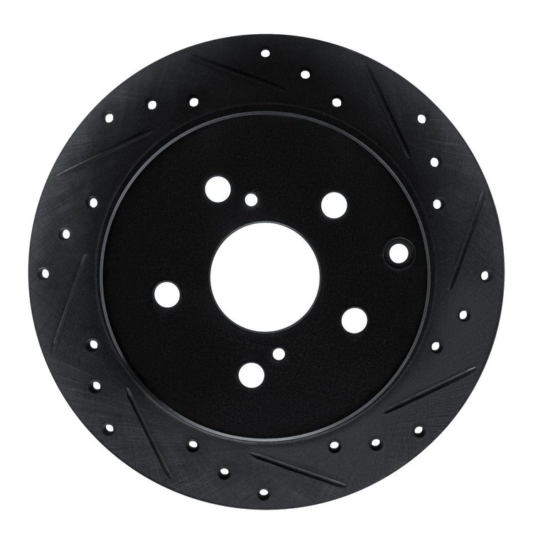 E-Line Drilled & Slotted Black Brake Rotor, 2012-2020 Lexus/Toyota/Scion, Position: Rear Right