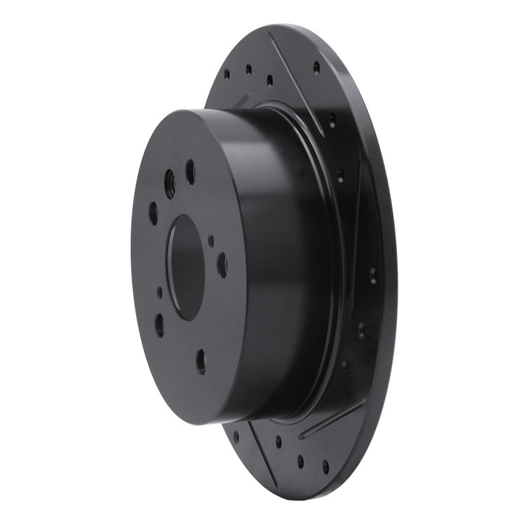 E-Line Drilled & Slotted Black Brake Rotor, 2012-2018 Lexus/Toyota/Scion, Position: Rear Right