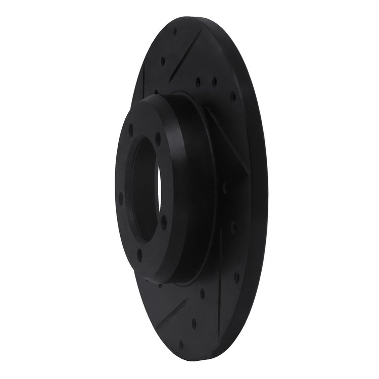 E-Line Drilled & Slotted Black Brake Rotor, 1975-1983 Lexus/Toyota/Scion, Position: Front Left