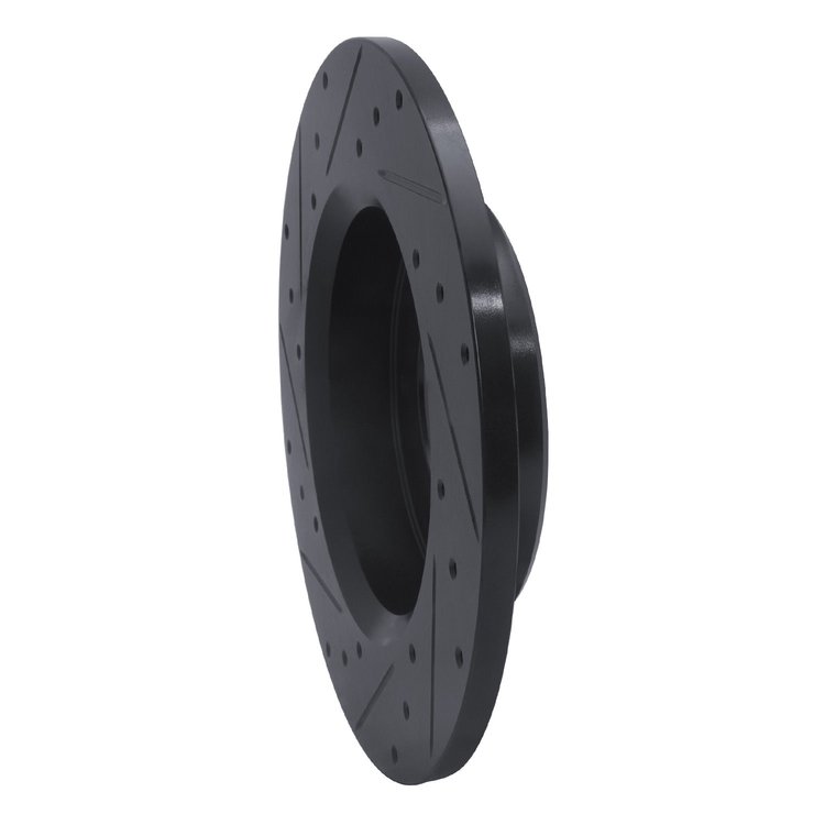 E-Line Drilled & Slotted Black Brake Rotor, 1979-1980 Lexus/Toyota/Scion, Position: Front Right