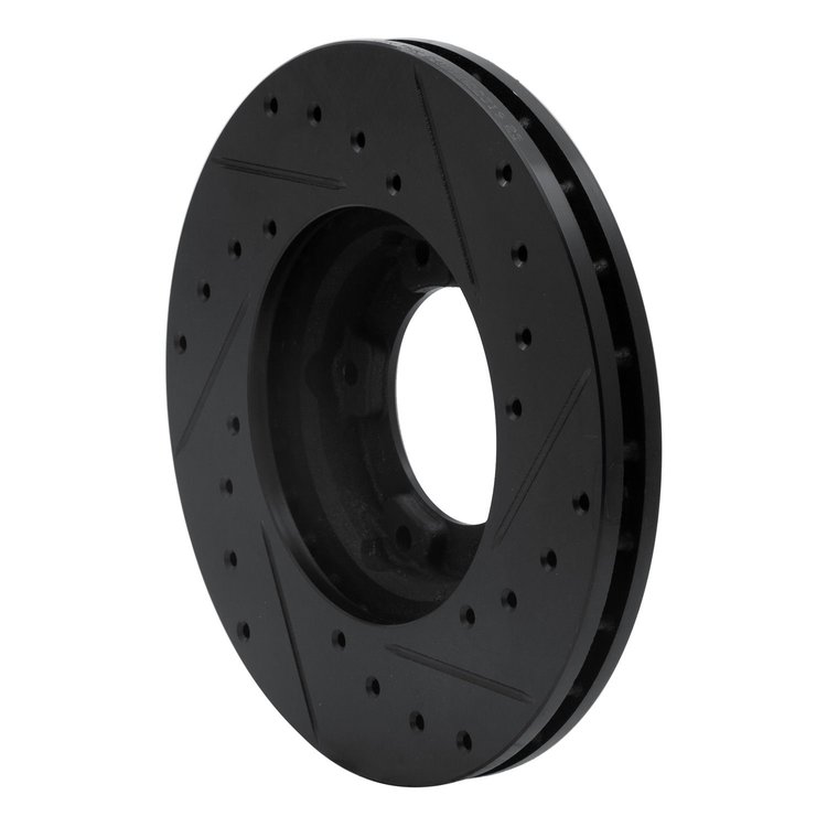 E-Line Drilled & Slotted Black Brake Rotor, 1985-1992 Lexus/Toyota/Scion, Position: Front Left