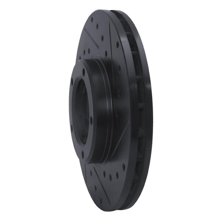 E-Line Drilled & Slotted Black Brake Rotor, 1985-1992 Lexus/Toyota/Scion, Position: Front Right