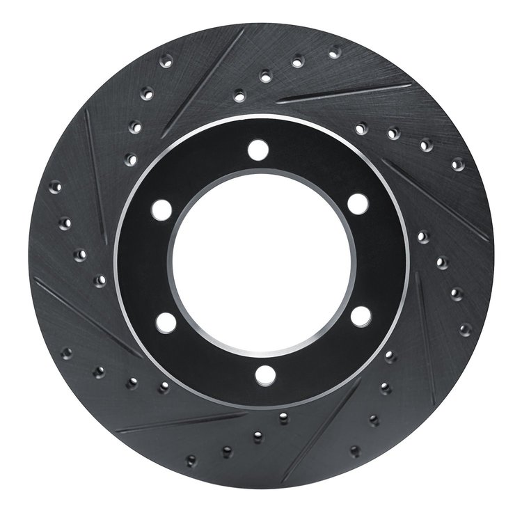 E-Line Drilled & Slotted Black Brake Rotor, 1986-1995 Lexus/Toyota/Scion, Position: Front Left