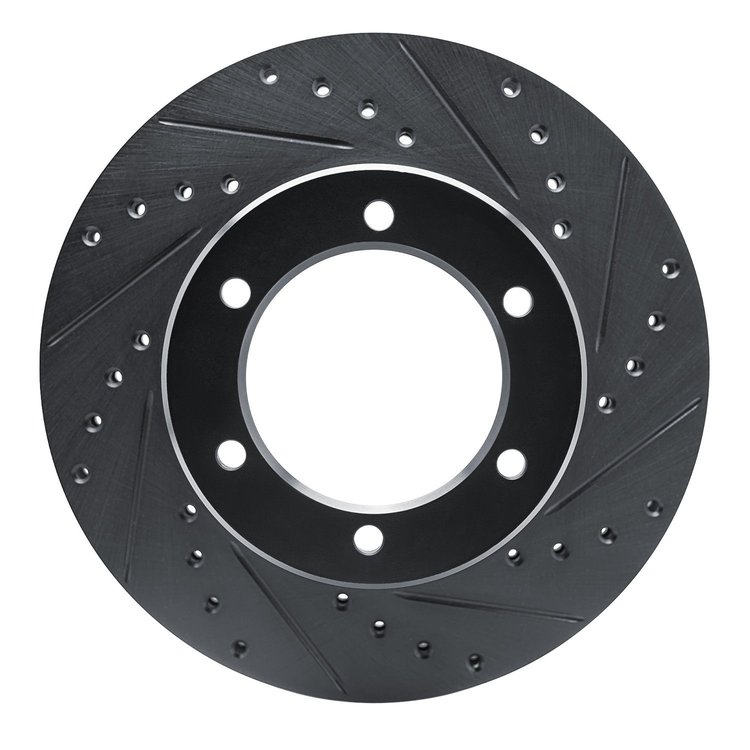 E-Line Drilled & Slotted Black Brake Rotor, 1986-1995 Lexus/Toyota/Scion, Position: Front Right