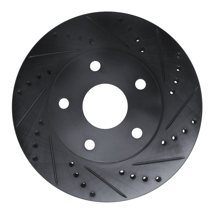 E-Line Drilled & Slotted Black Brake Rotor, 1991-1997 Lexus/Toyota/Scion, Position: Front Right