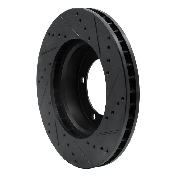 E-Line Drilled & Slotted Black Brake Rotor, 1998-2007 Lexus/Toyota/Scion, Position: Front Left
