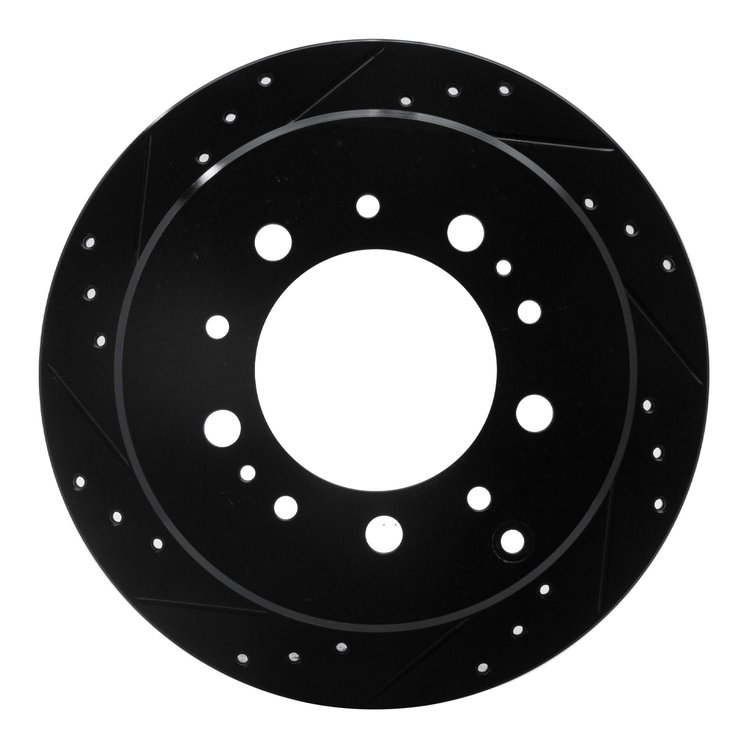 E-Line Drilled & Slotted Black Brake Rotor, 1998-2007 Lexus/Toyota/Scion, Position: Rear Left