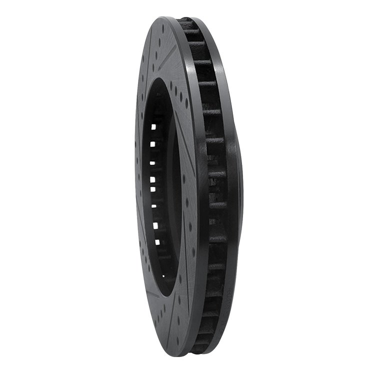 E-Line Drilled & Slotted Black Brake Rotor, 1993-1997 Lexus/Toyota/Scion, Position: Front Right