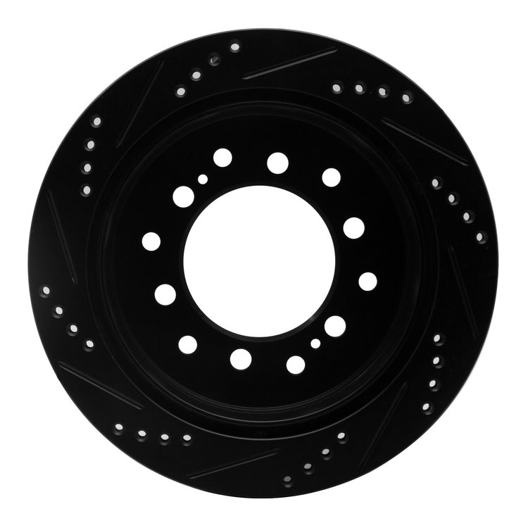 E-Line Drilled & Slotted Black Brake Rotor, 2001-2009 Lexus/Toyota/Scion, Position: Rear Right