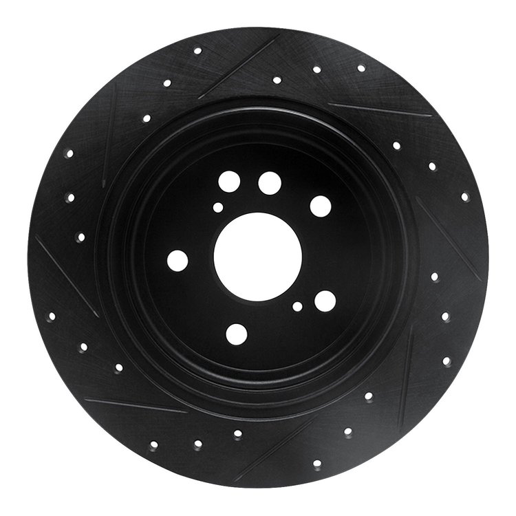 E-Line Drilled & Slotted Black Brake Rotor, 2004-2005 Lexus/Toyota/Scion, Position: Rear Right