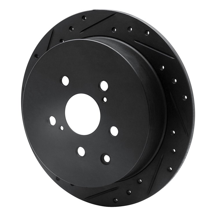 E-Line Drilled & Slotted Black Brake Rotor, 2010-2020 Lexus/Toyota/Scion, Position: Rear Left