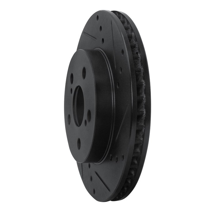 E-Line Drilled & Slotted Black Brake Rotor, Fits Select Lexus/Toyota/Scion, Position: Front Right