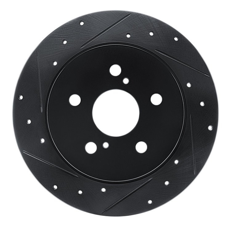 E-Line Drilled & Slotted Black Brake Rotor, Fits Select Lexus/Toyota/Scion, Position: Rear Left