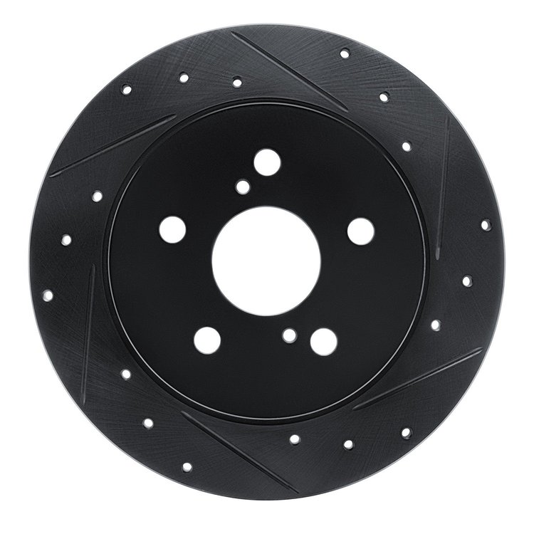 E-Line Drilled & Slotted Black Brake Rotor, Fits Select Lexus/Toyota/Scion, Position: Rear Right