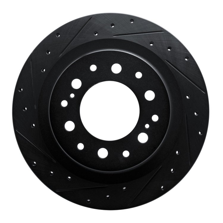 E-Line Drilled & Slotted Black Brake Rotor, Fits Select Lexus/Toyota/Scion, Position: Rear Left