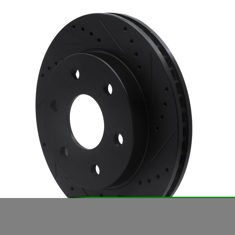 E-Line Drilled & Slotted Black Brake Rotor, Fits Select Lexus/Toyota/Scion, Position: Rear Right