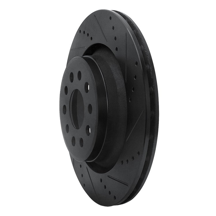E-Line Drilled & Slotted Black Brake Rotor, 2017-2020 Maserati, Position: Rear Right