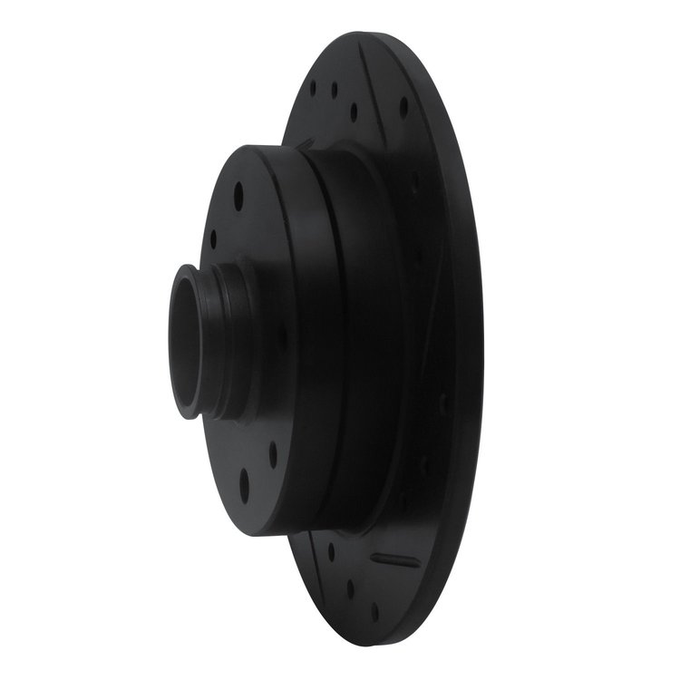 E-Line Drilled & Slotted Black Brake Rotor, 1981-1985 Ford/Lincoln/Mercury/Mazda, Position: Rear Right