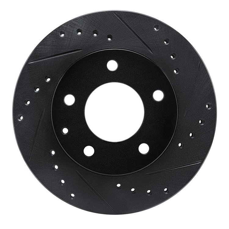 E-Line Drilled & Slotted Black Brake Rotor, 1993-2003 Ford/Lincoln/Mercury/Mazda, Position: Front Right