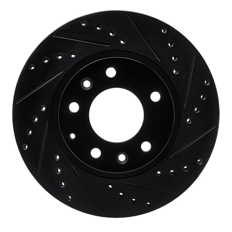 E-Line Drilled & Slotted Black Brake Rotor, 1993-1995 Ford/Lincoln/Mercury/Mazda, Position: Front Right