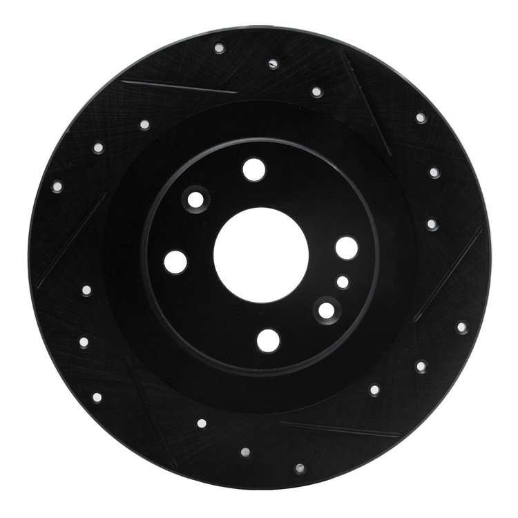 E-Line Drilled & Slotted Black Brake Rotor, 2001-2005 Ford/Lincoln/Mercury/Mazda, Position: Rear Right
