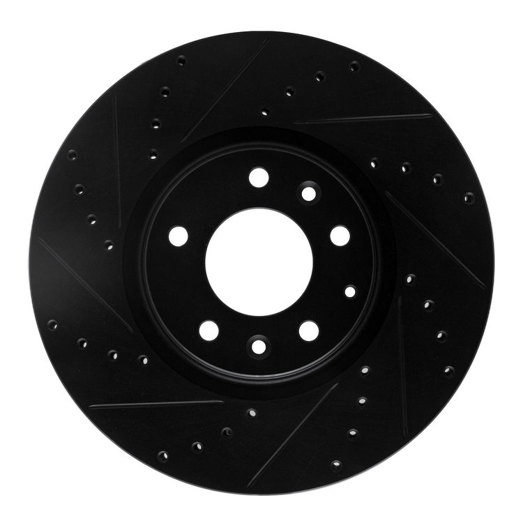 E-Line Drilled & Slotted Black Brake Rotor, 2006-2007 Ford/Lincoln/Mercury/Mazda, Position: Front Left