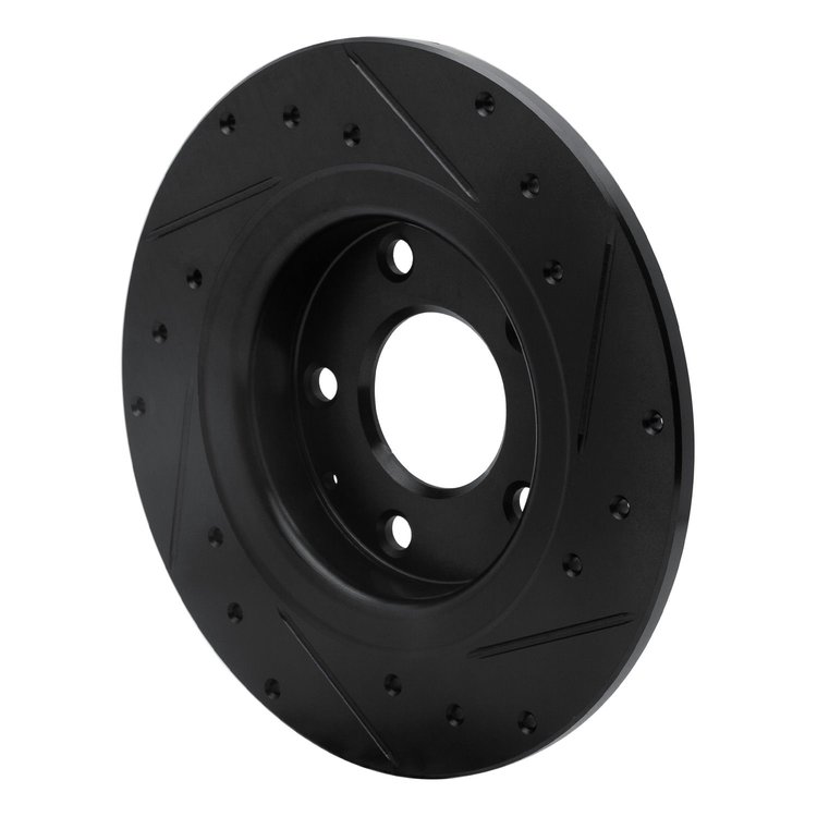 E-Line Drilled & Slotted Black Brake Rotor, 2014-2021 Ford/Lincoln/Mercury/Mazda, Position: Rear Left