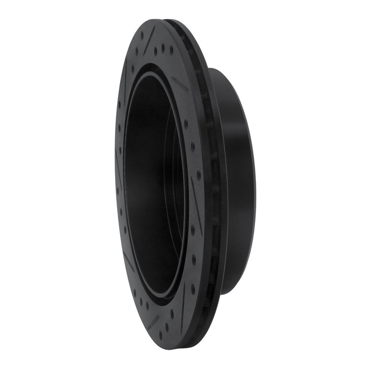 E-Line Drilled & Slotted Black Brake Rotor, 1992-2006 Ford/Lincoln/Mercury/Mazda, Position: Rear Right