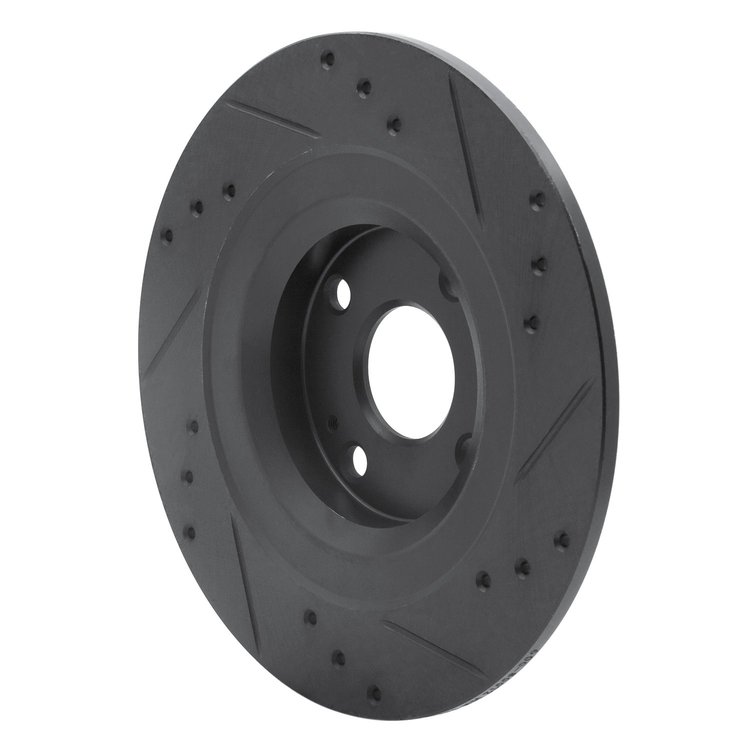 E-Line Drilled & Slotted Black Brake Rotor, Fits Select Fits Multiple Makes/Models, Position: Rear Left