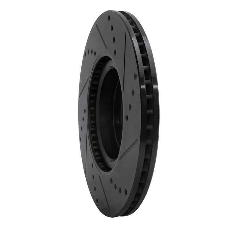 E-Line Drilled & Slotted Black Brake Rotor, Fits Select Fits Multiple Makes/Models, Position: Front Left