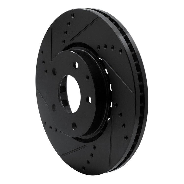 E-Line Drilled & Slotted Black Brake Rotor, Fits Select Ford/Lincoln/Mercury/Mazda, Position: Front Left