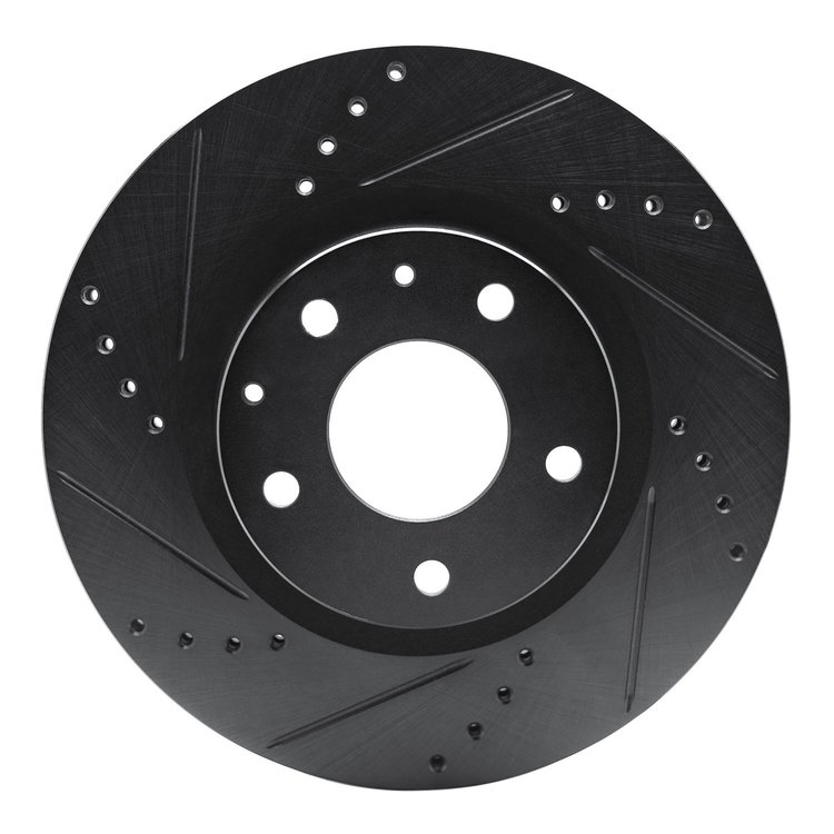E-Line Drilled & Slotted Black Brake Rotor, Fits Select Ford/Lincoln/Mercury/Mazda, Position: Front Left