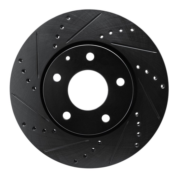 E-Line Drilled & Slotted Black Brake Rotor, Fits Select Ford/Lincoln/Mercury/Mazda, Position: Front Left