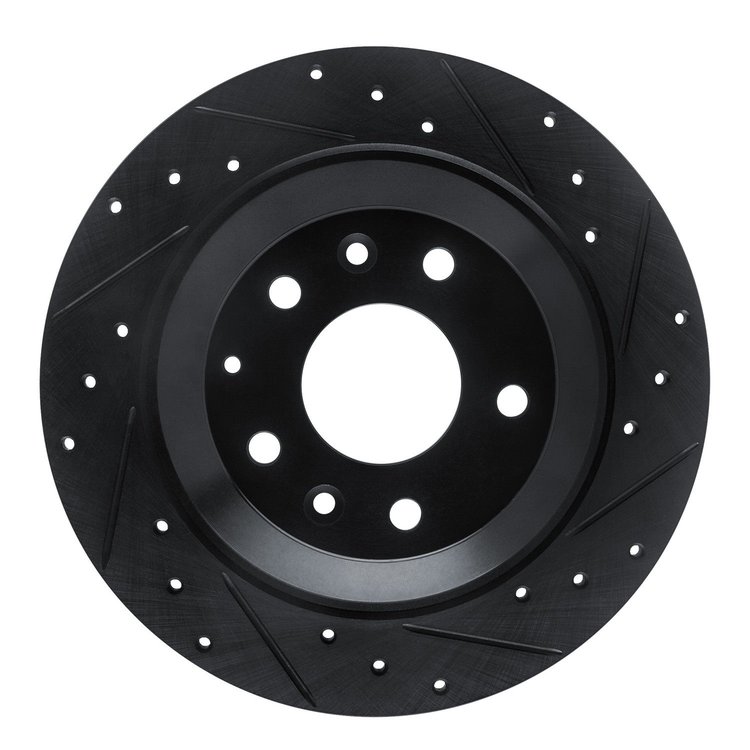 E-Line Drilled & Slotted Black Brake Rotor, Fits Select Ford/Lincoln/Mercury/Mazda, Position: Rear Right