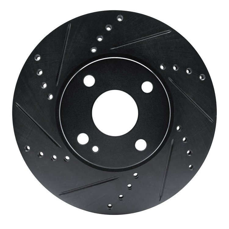 E-Line Drilled & Slotted Black Brake Rotor, 2016-2020 Fits Multiple Makes/Models, Position: Front Left