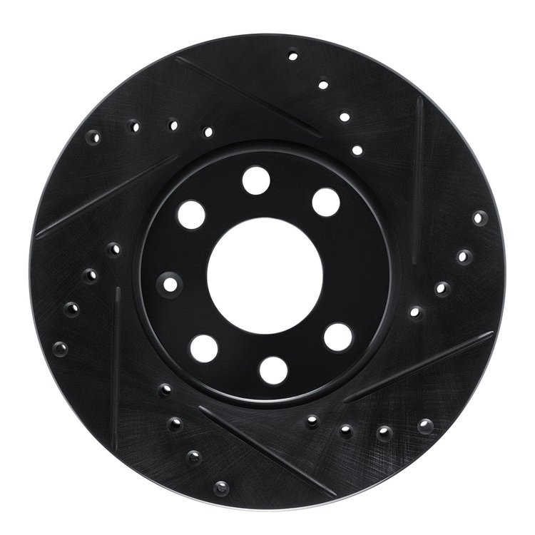E-Line Drilled & Slotted Black Brake Rotor, 2000-2005 GM, Position: Front Right