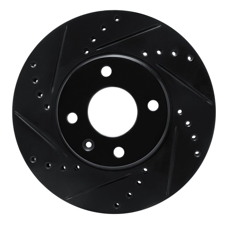 E-Line Drilled & Slotted Black Brake Rotor, 2012-2016 GM, Position: Front Left
