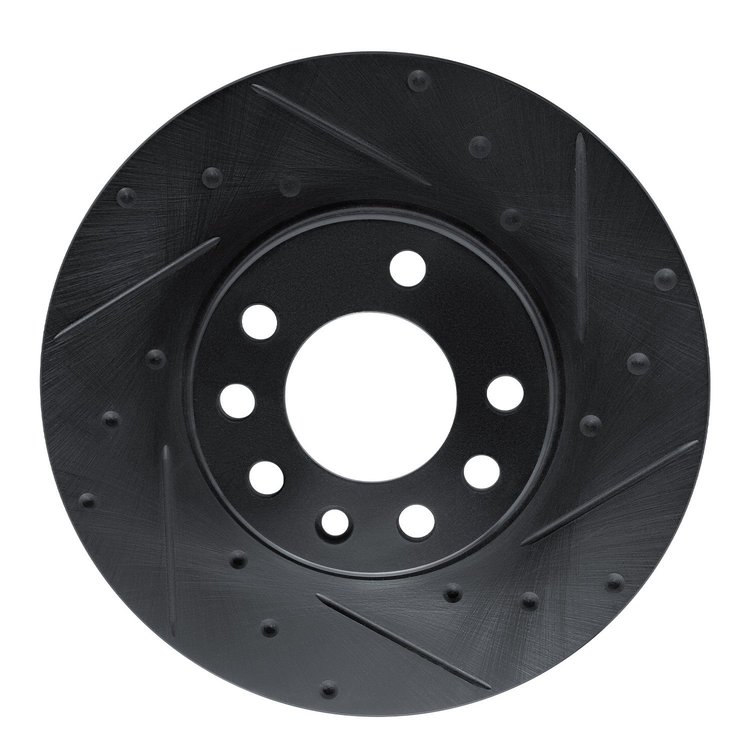 E-Line Drilled & Slotted Black Brake Rotor, 2002-2008 GM, Position: Front Right